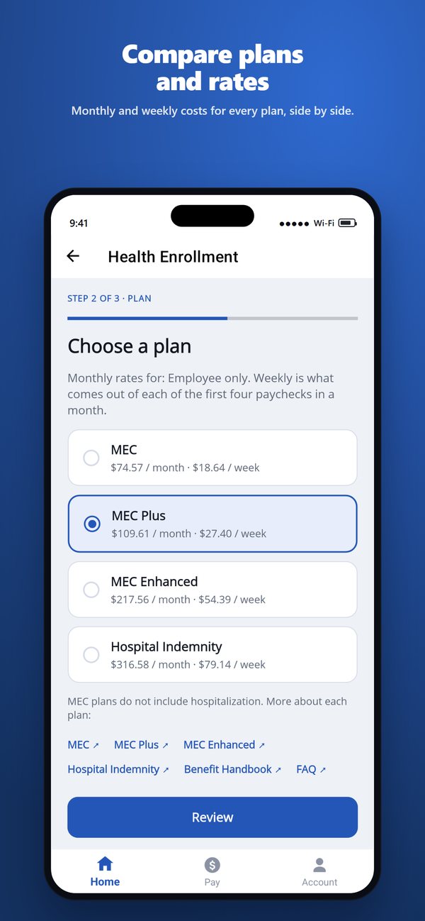Comparing plans and rates side by side